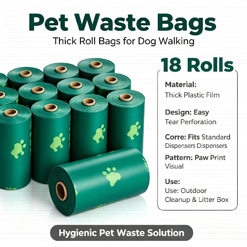 Biodegradable Bin Liner - 18ロール入り犬用うんち袋、270枚入り、13 X 9インチ、丈夫で厚いペット用廃棄物袋、生分解性HDPE廃棄物袋詰め替えロール、漏れ防止無香料ゴミ袋（犬、猫、ペット用）、ディスペンサーは含まれていません。