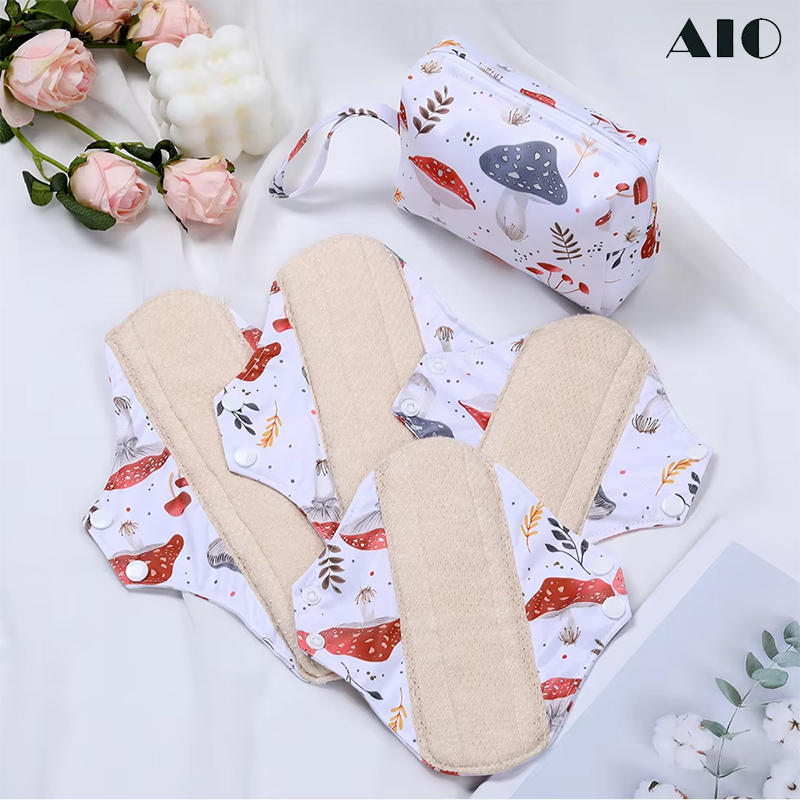オーガニックコットン製の再利用可能な羽根付き生理用パッド5枚 - Cloth Pad Reusable のレビューと価格