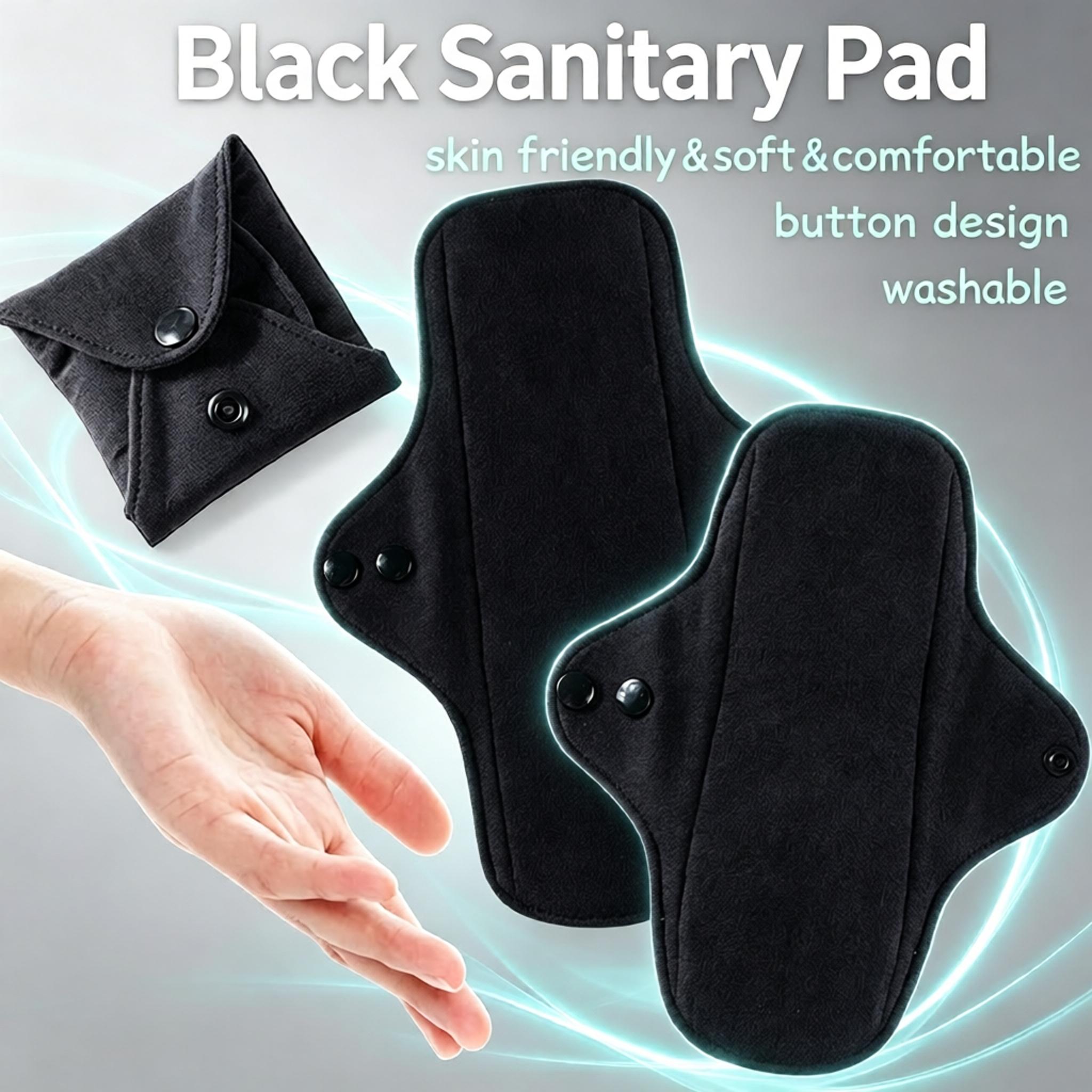 5 個セット再利用可能洗える黒純綿布生理用パッド 4 層防水 - Cloth Pad Reusable のレビューと価格
