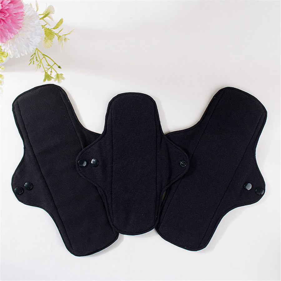 5 個セット再利用可能洗える黒純綿布生理用パッド 4 層防水 - Cloth Pad Reusable のレビューと価格