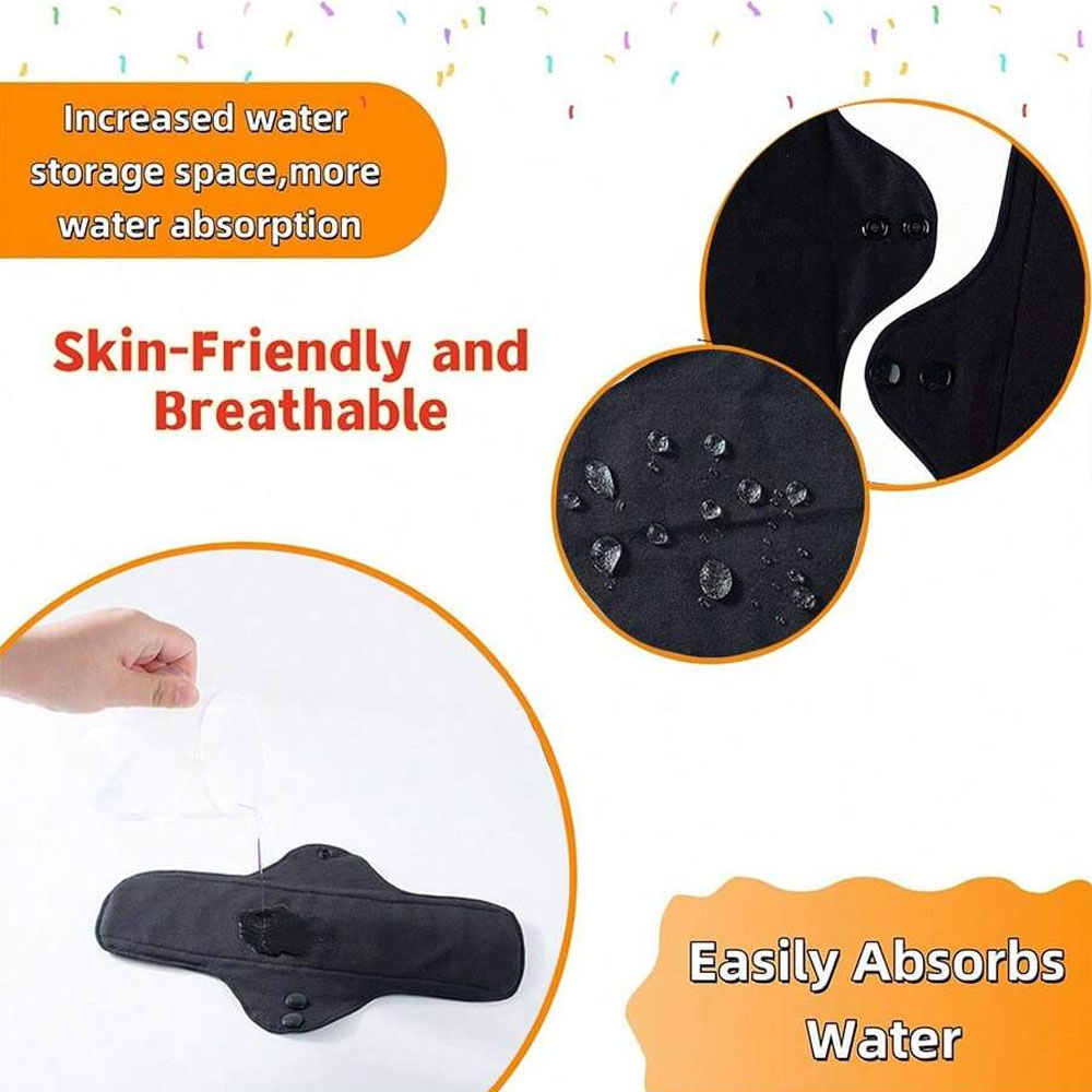 5 個セット再利用可能洗える黒純綿布生理用パッド 4 層防水 - Cloth Pad Reusable のレビューと価格